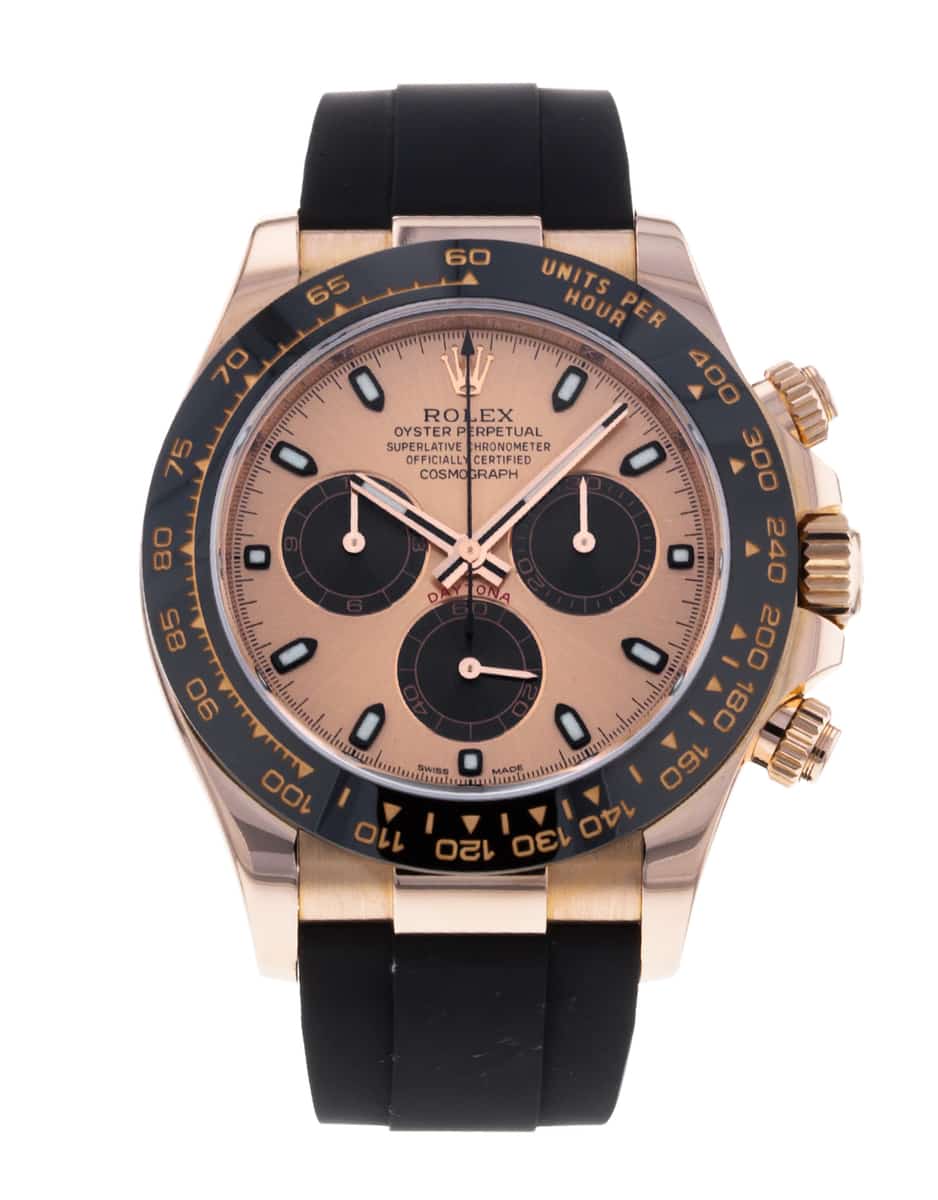 Rose gold rolex with rubber strap best sale